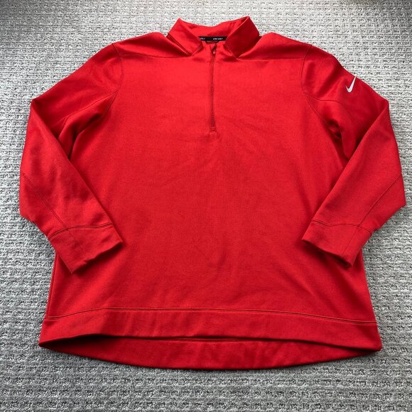 Nike Golf Sweater Men Extra Large XL Red Pull Over 1/4 Zip Fleece Activewear - Picture 1 of 10